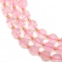 Pink quartz, faceted octogonal shape, 10mm x 39cm