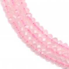 Rose Quartz Faceted Rondelle 3-4mm x 40cm