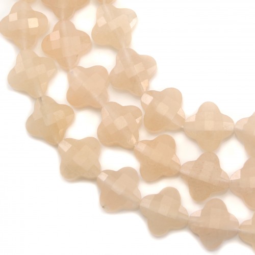 Aventurine rose trèfle facette 13mm x 40cm