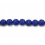 Lapis lazuli bleu, de forme ronde sculpté, 8mm x 1pc