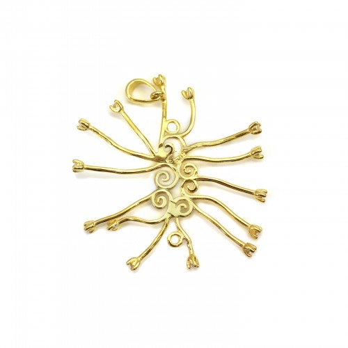 Pendentif en argent 925 doré & zirconium pour perle baroque x 1pc