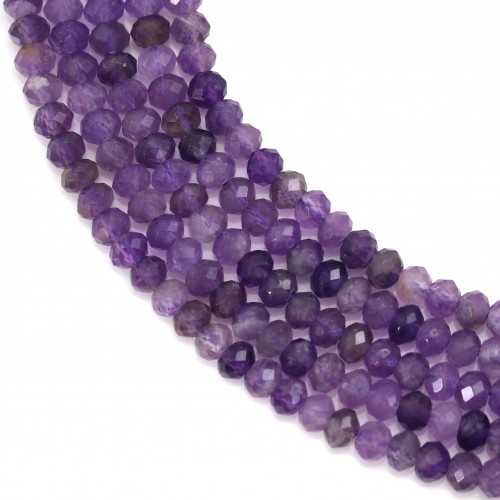 Améthyste rondelle facette 2x3mm x 39cm