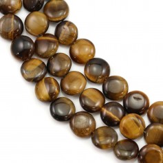 Yellow tiger eye flat round 8mm x 40cm