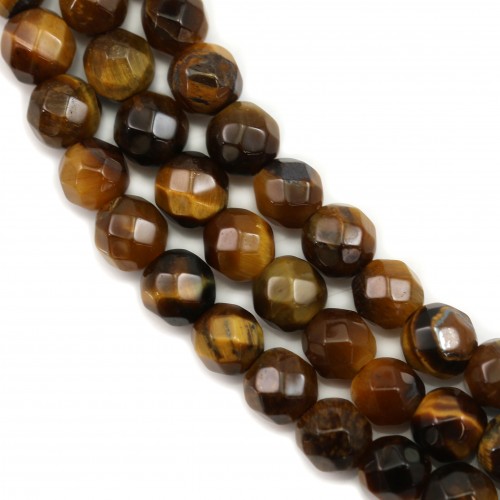 Faceted round tiger eye bead 4mm x 39cm