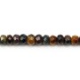 Tiger's eye & bull's eye & falcon's eye mixed faceted rondelle 3x4mm x 40cm