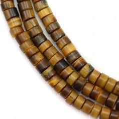 Yellow tiger eye,in a shape of a roundel 2x4.5mm x 39cm