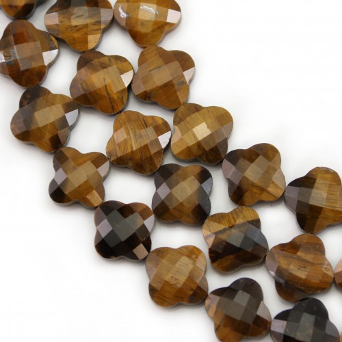 Tiger eye clover facet 13 mm x 40cm