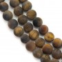 Œil de tigre matte de forme ronde 8mm x 38cm