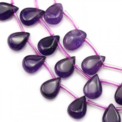 Amatista, violeta, gota plana, 7x10mm x 40cm 
