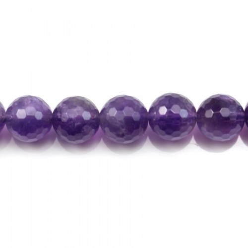 Améthyste Ronde Facette 14mm x 40cm