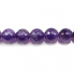 Améthyste Ronde Facette 14mm x 40cm