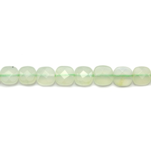 Tinted green jade faceted square 6mm x 40cm