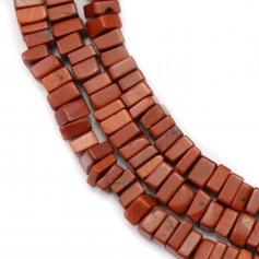 Jaspe rouge, forme rondelle carré, 2.5x4.5mm x 38m