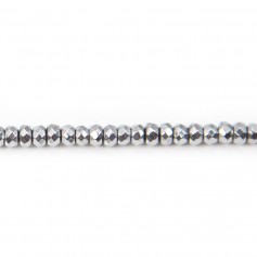 Hematite silver faceted rondelle 3x1.8mm x 40cm 