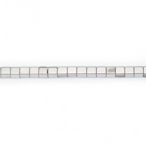 Hematite silver cubic square 2mm x 40cm