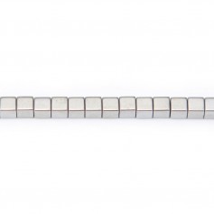 Hématite argenté cube carré 3mm x 40cm 