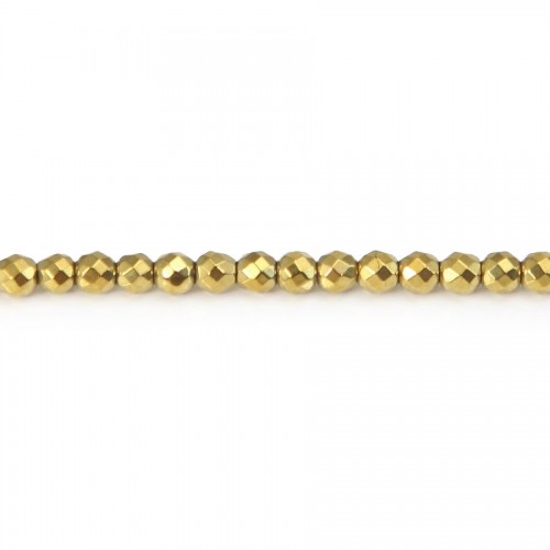Hématite dorée ronde facette 3mm x 40cm