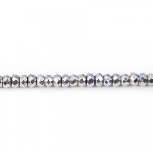 Hematite rondelle faceted 3x1.8mm x 20pcs