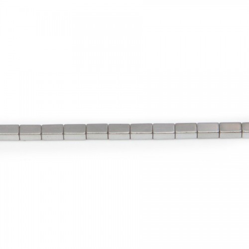 Hematite silvery cubic rectangle 3x9mm x6pcs