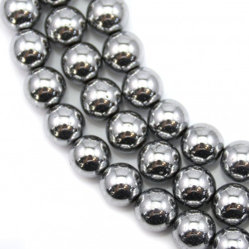 Hématite argenté ronde 8mm x 40cm