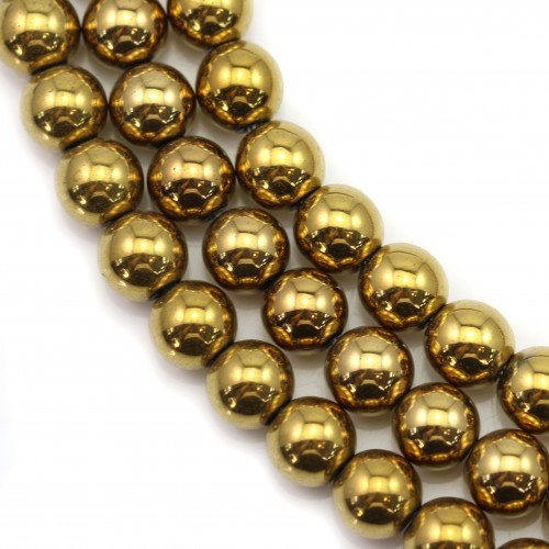 Hématite gold gilt round 6mm x40cm