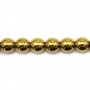 Hématite gold gilt round 6mm x40cm