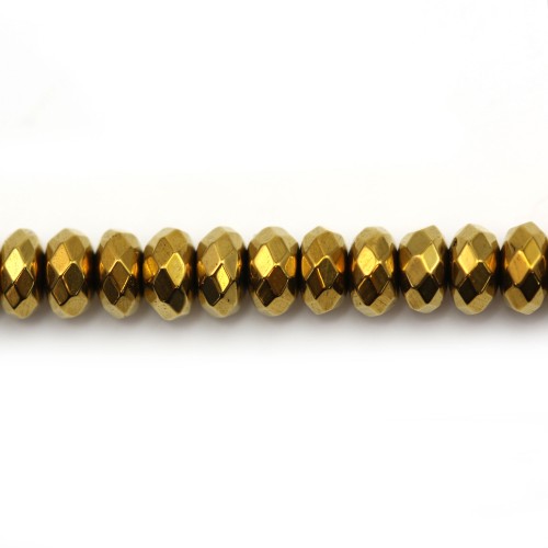 Golden hematite rondelle faceted 2x4mm x 10pcs