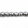 Hematite silver plated faceted round 6mm x 40 cm