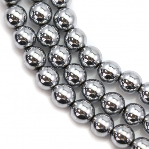 Hématite silver plated round 6mm x40cm