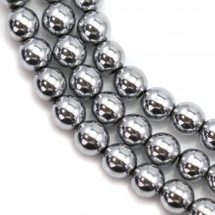 Hématite silver plated round 6mm x40cm