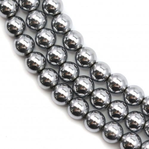 Hématite silver plated round 4mm x40cm