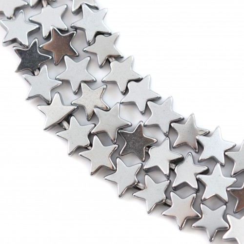 Hematite silver plated star 6mm x 40 cm