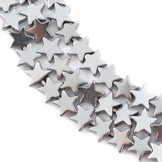 Hematite silver plated star 6mm x 40 cm