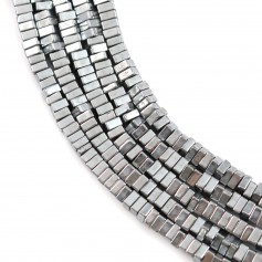 Hématite argenté carré lamelle 1x2mm x 40cm