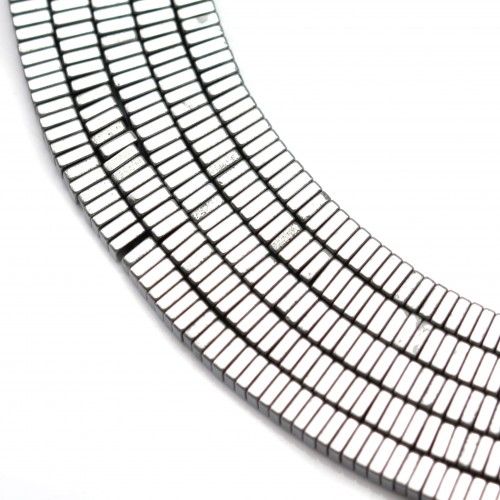 Hematite silver plated lamellar square 1x3mm x 40cm
