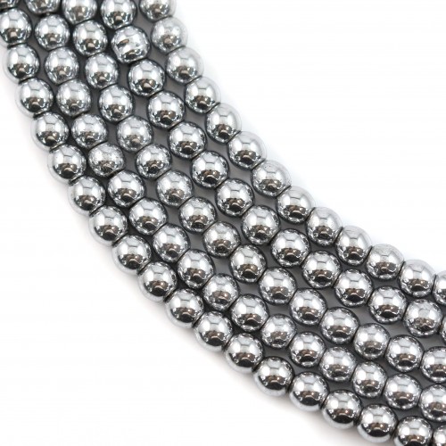 Hématite silver plated round 3mm x40cm