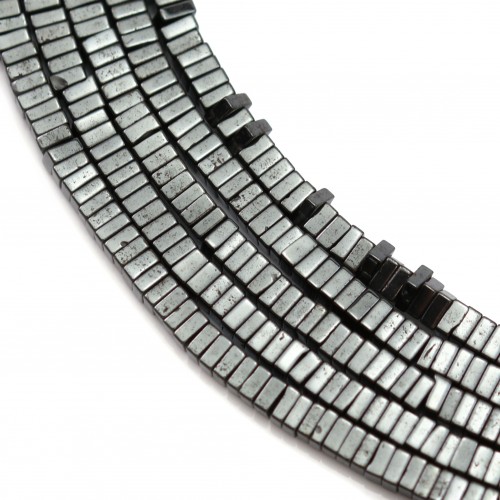 Hématite carré lamelle 1x2mm x 40cm