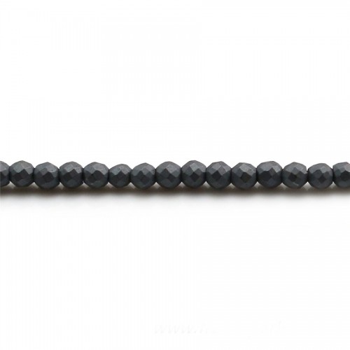 Hématite  matte ronde facette 3mm x 40cm