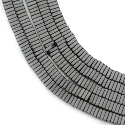 Hématite mate carré lamelle 3x1mm x 40cm