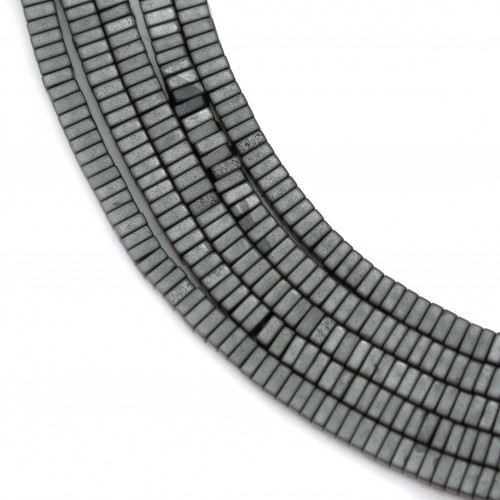 Hematite matte lamellar square 2x1mm x 40cm
