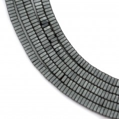 Hématite mate carré lamelle 2x1mm x 40cm