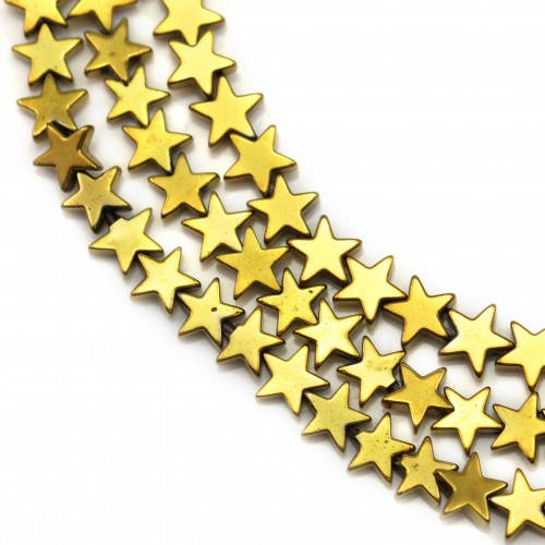 Hematite gold gilt star 6mm x 40 cm