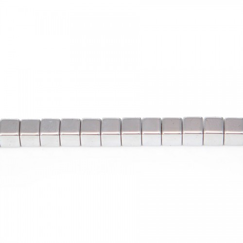 Hematite silver cubic square 4mm x 40cm