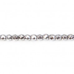 Hématite argenté ronde facette 3mm x 40cm