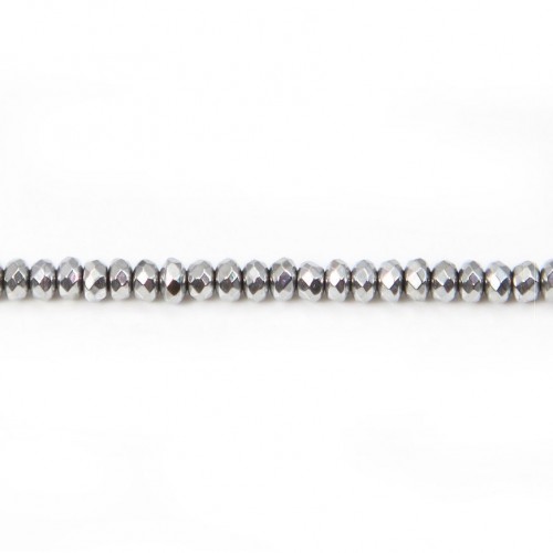 Hématite argenté rondelle facette 2x4mm x 40cm 