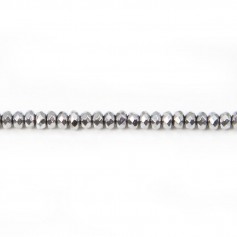 Hématite argenté rondelle facette 2x4mm x 40cm 
