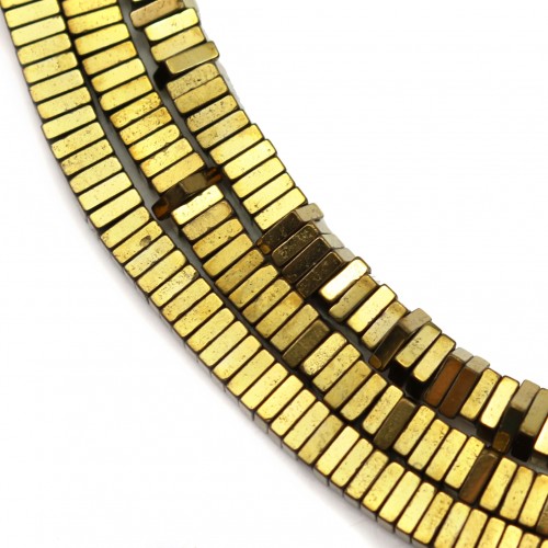 Hematite gold gilt lamellar square 1x3mm x 40cm