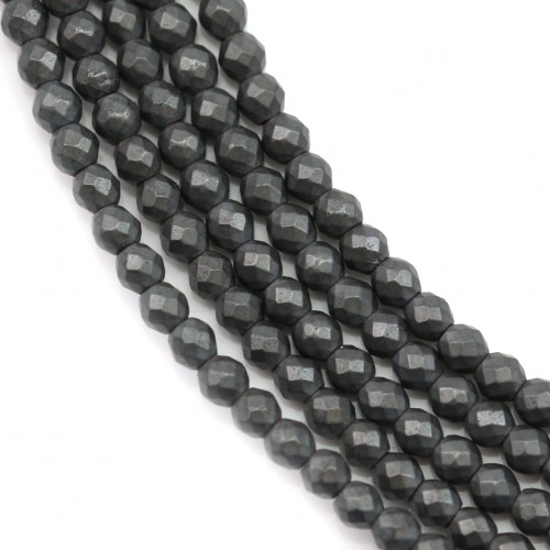 Hematite matte faceted round 2mm x 40 cm
