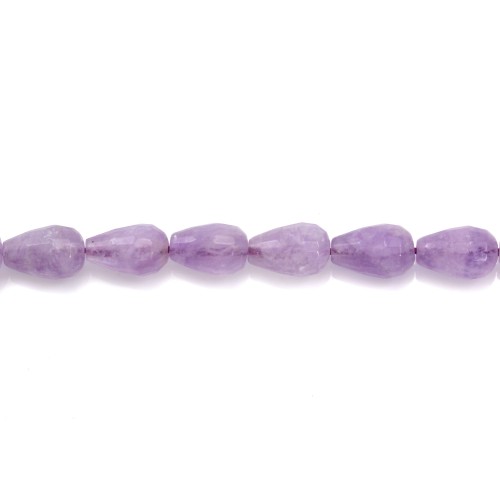 Clear amethyst faceted drop 8x12mm x 40cm