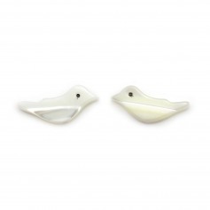Nacre blanche en forme d'oiseau 6x15mm x 2pcs